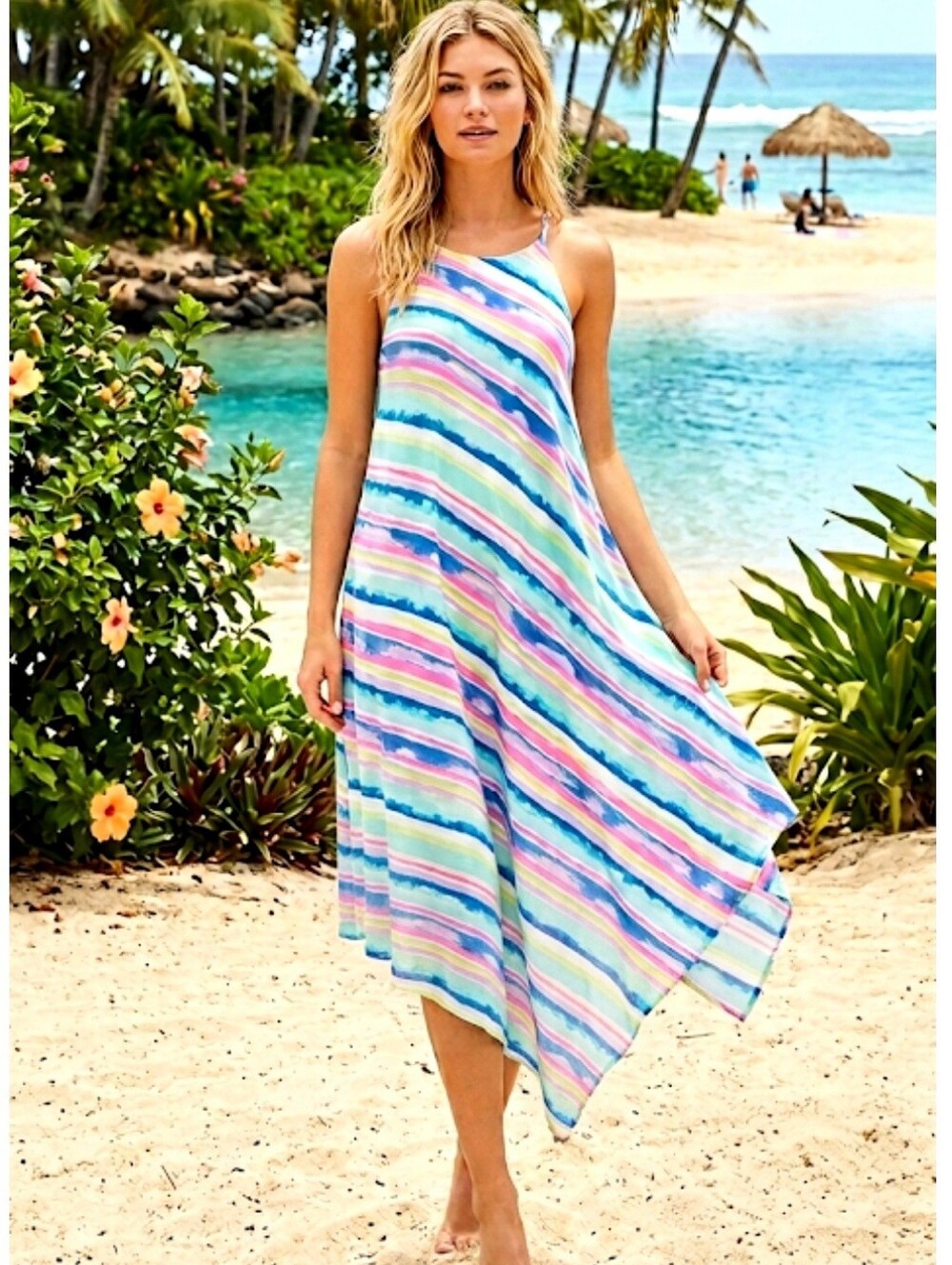 Lilly Pulitzer Magnolia Asymmetrical Dress Ceviche Stripe Size XS
